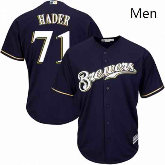 Mens Majestic Milwaukee Brewers 71 Josh Hader Replica White Alternate Cool Base MLB Jersey